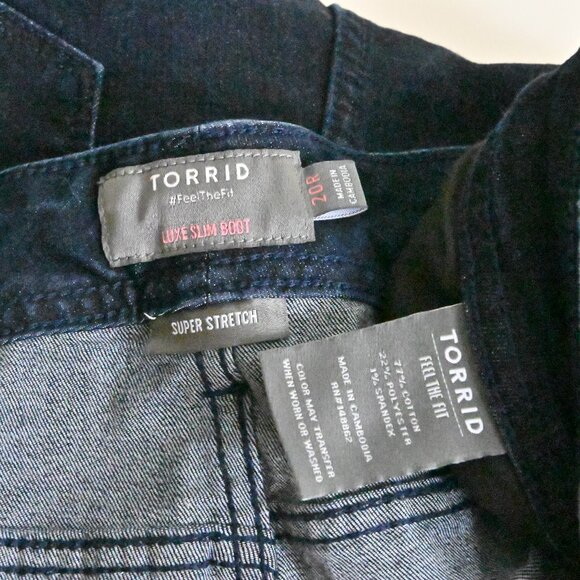 Torrid Super Stretch Luxe Slim Boot Stretch Flare Leg Dark Wash Blue Jeans 20R - Picture 13 of 16